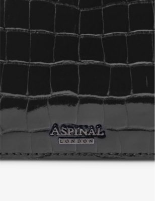 Shop Aspinal Of London Women's Black Mayfair 2 Croc-effect Leather Clutch Bag