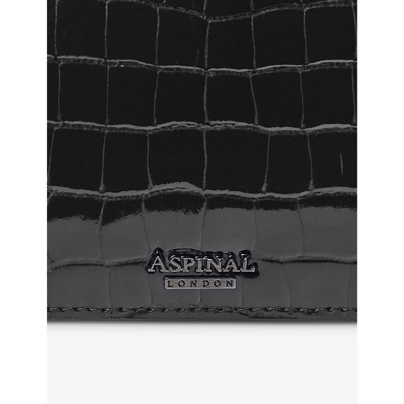 Shop Aspinal Of London Women's Black Mayfair 2 Croc-effect Leather Clutch Bag
