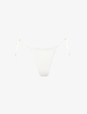Aexae Tyra High-rise Stretch-recycled Polyester Bikini Bottoms In White