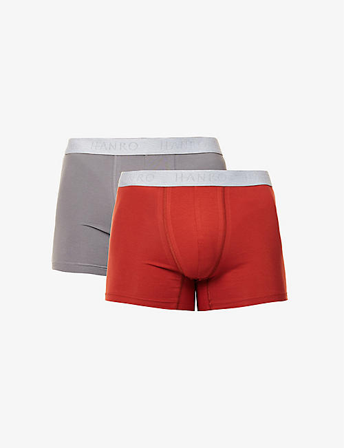 HANRO: Branded-waistband mid-rise pack of two stretch-cotton trunks