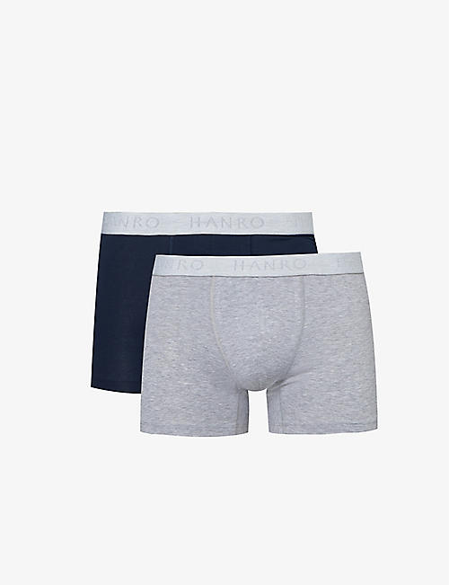 HANRO: Branded-waistband mid-rise pack of two stretch-cotton trunks