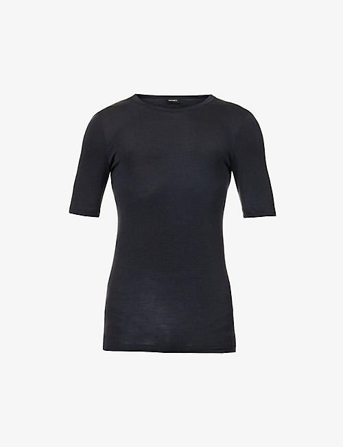 HANRO: Short-sleeve brushed wool and silk-blend T-shirt