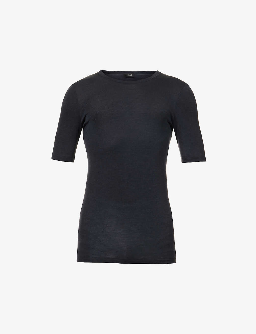Hanro Mens Anthracite Short-sleeve Brushed Wool And Silk-blend T-shirt In Black