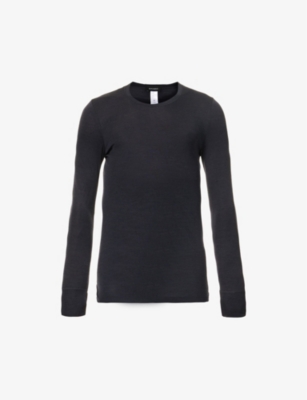 HANRO LONG-SLEEVE BRUSHED WOOL AND SILK-BLEND TOP