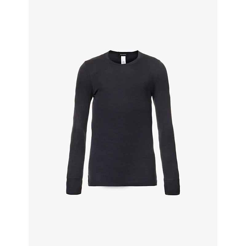 HANRO LONG-SLEEVE BRUSHED WOOL AND SILK-BLEND TOP