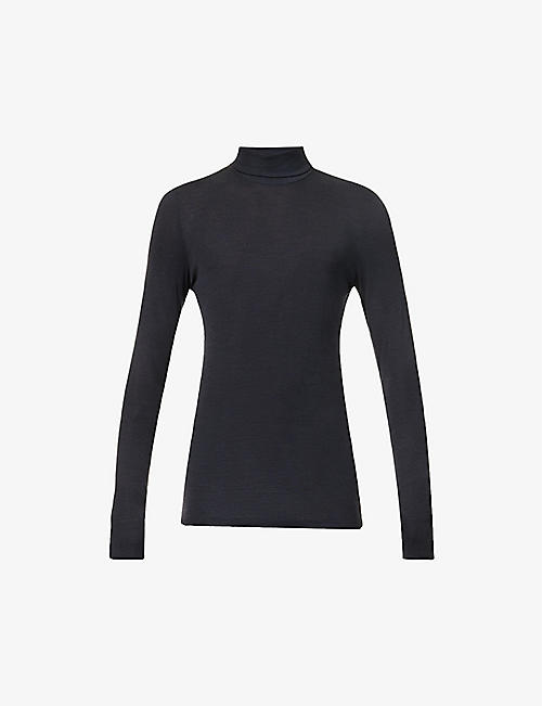 HANRO: High-neck brushed wool and silk-blend top