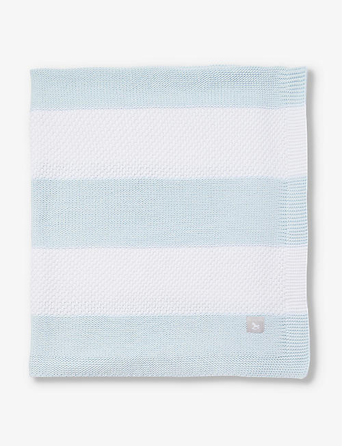 THE LITTLE TAILOR: Striped textured cotton-knit shawl