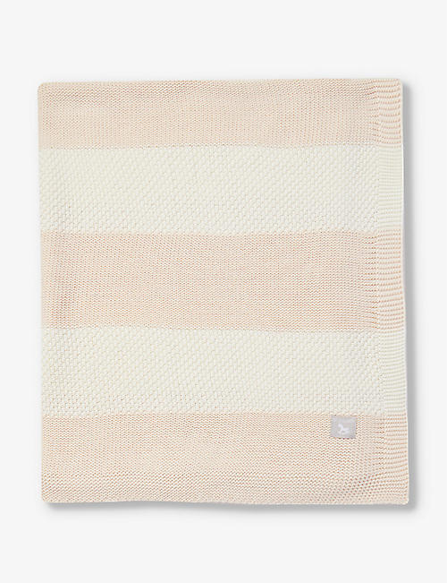 THE LITTLE TAILOR: Stripe chunky cotton-knit baby shawl
