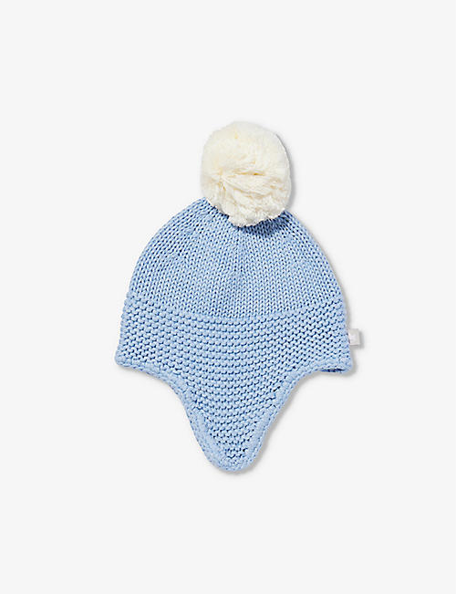 THE LITTLE TAILOR: Pom-pom cotton-knit hat 0-12 months