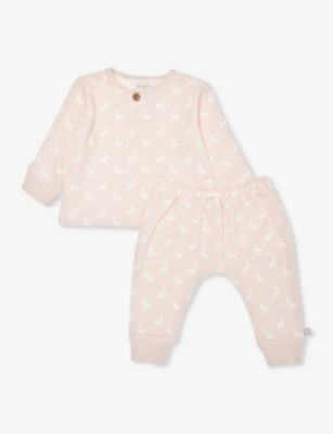 THE LITTLE TAILOR: Rabbit-pattern two-piece cotton-jersey set 3-24 months