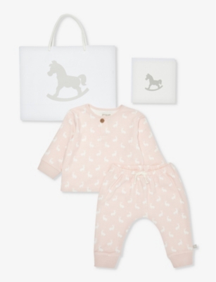 THE LITTLE TAILOR: Rabbit-pattern two-piece cotton-jersey set 3-24 months