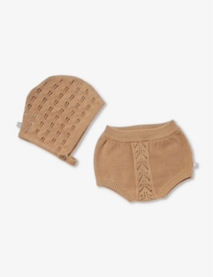 THE LITTLE TAILOR: Pointelle cotton-knit three-piece baby gift set 0-9 months