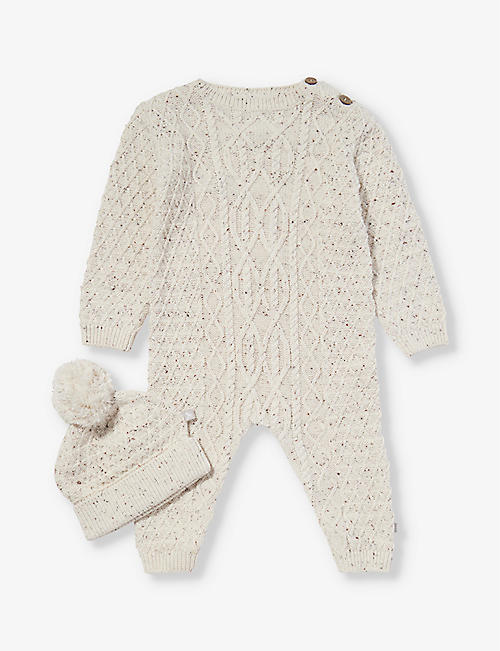 THE LITTLE TAILOR: Embossed-pattern two piece cotton-knit set 0-9 months