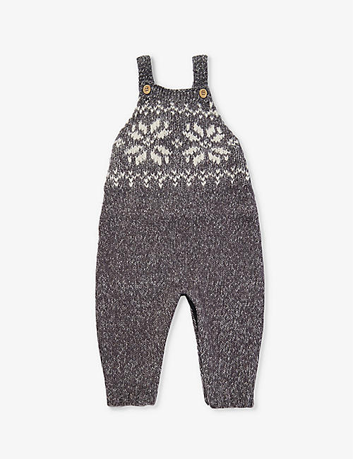 THE LITTLE TAILOR: Fairisle-pattern knitted dungarees 3-24 months