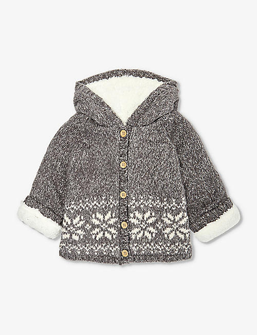 THE LITTLE TAILOR: Hooded fairisle-pattern knitted cardigan 3-36 months