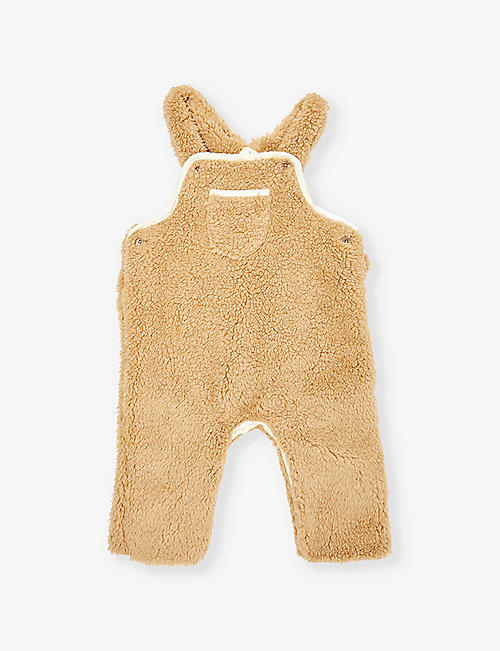 THE LITTLE TAILOR: Contrast-trim patch-pocket faux-shearling dungarees 3-24 months