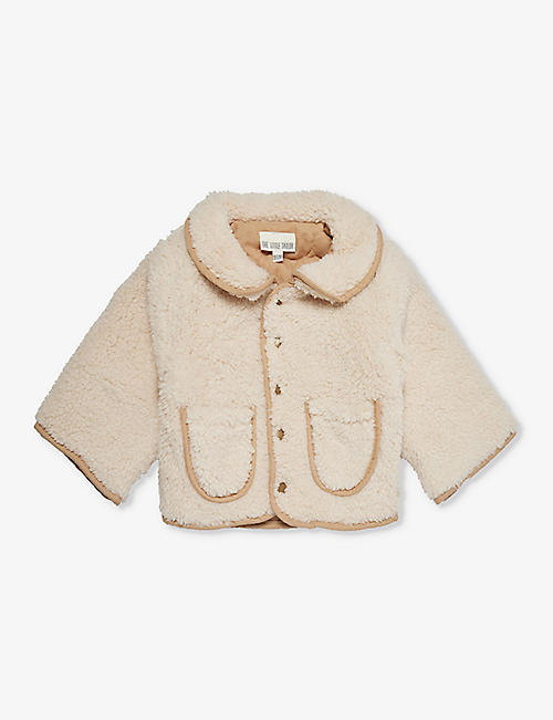 THE LITTLE TAILOR: Round-collar patch-pocket faux-shearling coat 3-24 months