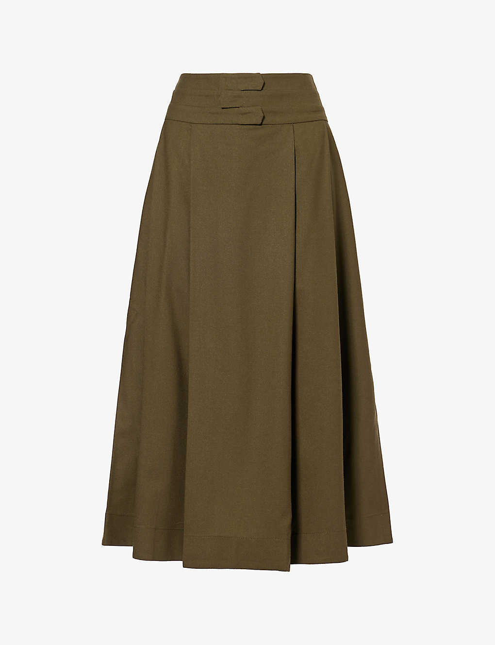 Aya Muse Womens Pine Pieri Mid-rise Virgin-wool Blend Midi Skirt In Green