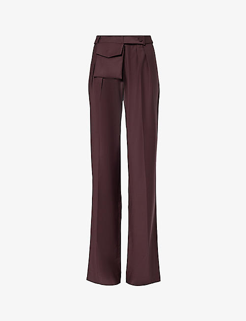 AYA MUSE: Sylva cargo-pocket high-rise straight-leg woven trousers