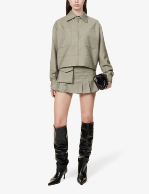 Shop Aya Muse Women's Taupe Tullia Zip-front Virgin-wool-blend Jacket In Grey