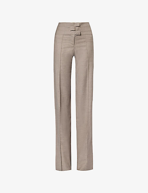 AYA MUSE: Tullia straight-leg mid-rise virgin-wool-blend trousers