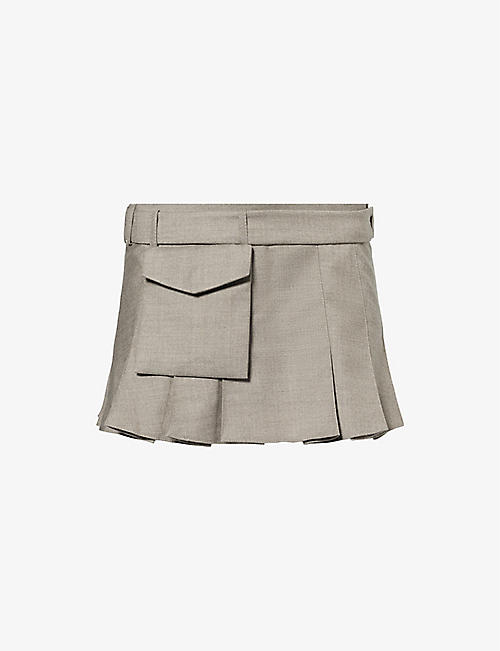 AYA MUSE: Mia patch-pocket wool-blend mini skirt