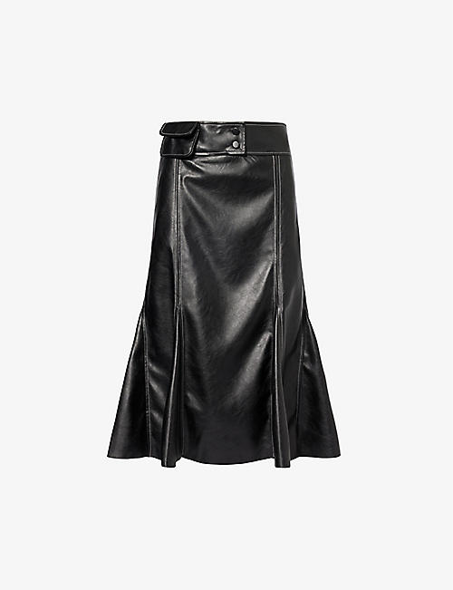 AYA MUSE: Sono contrasting-stitching faux-leather midi skirt