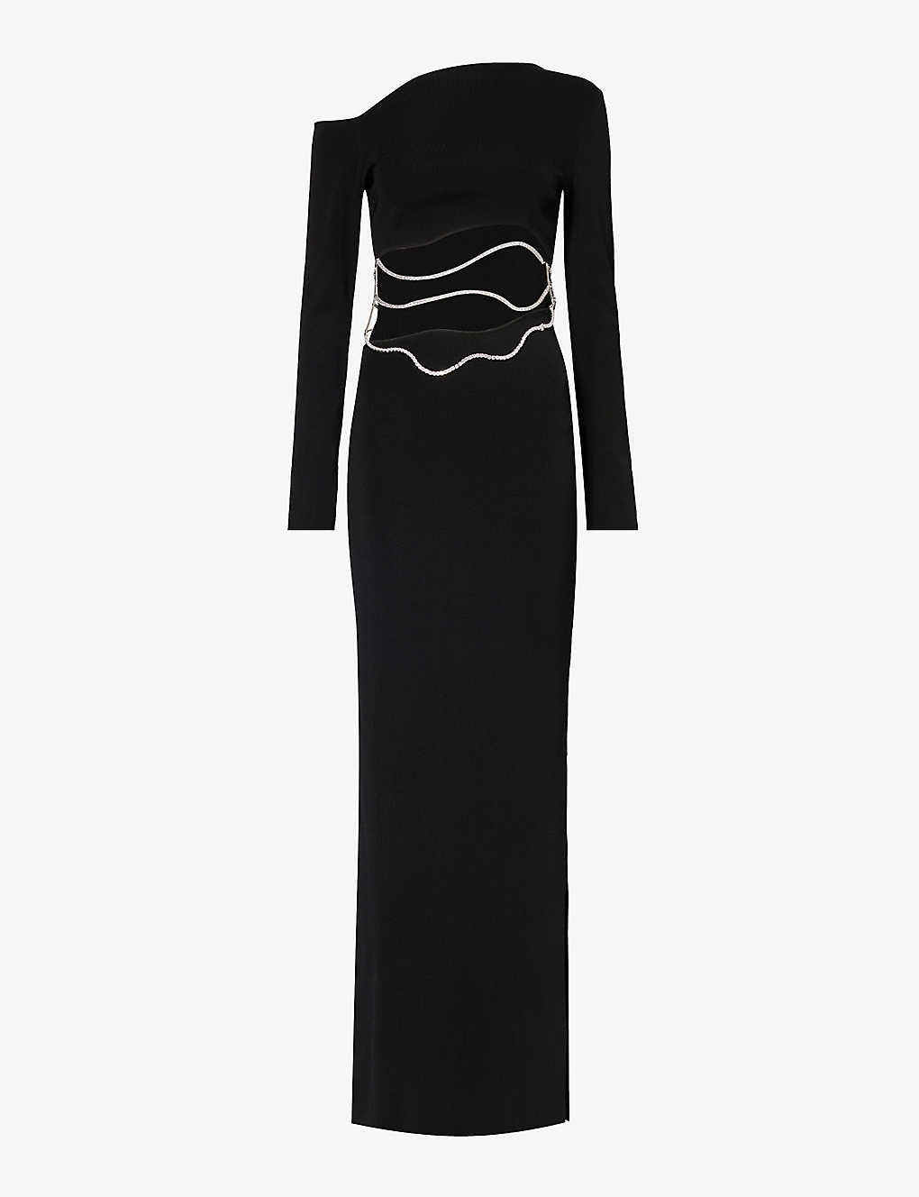 Aya Muse Womens Black Lero Cut-out Knitted Maxi Dress