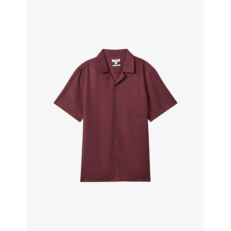 Shop Reiss Men's Brick Red Tokyo Spread-collar Regular-fit Woven Shirt