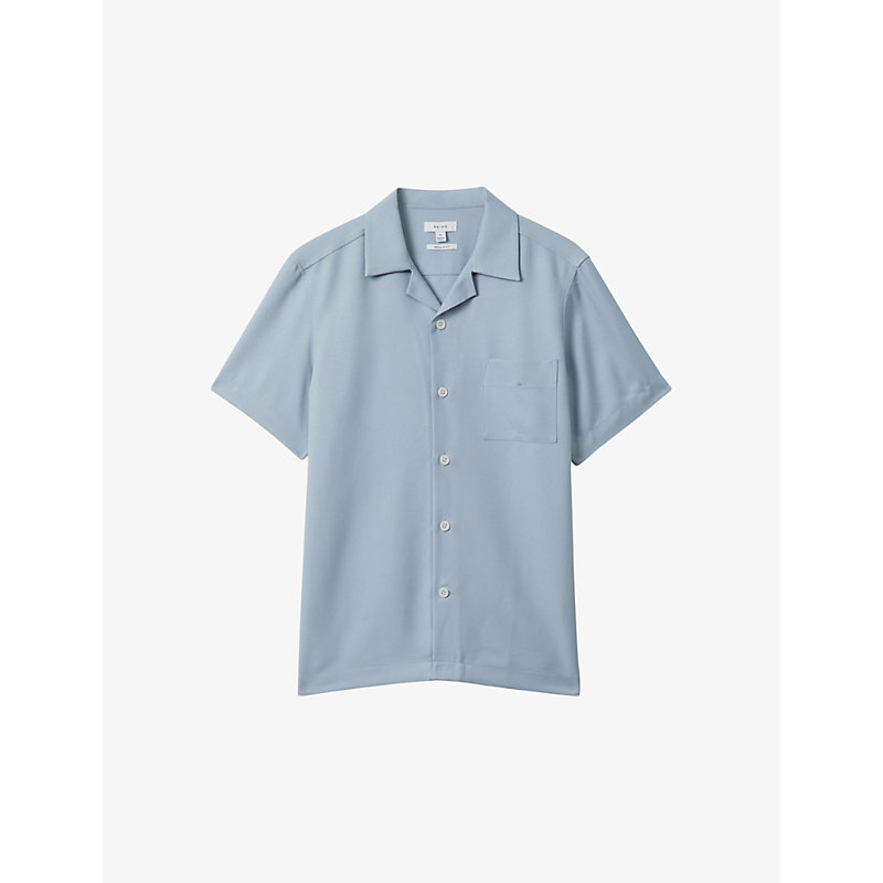 Shop Reiss Tokyo Spread-collar Regular-fit Woven Shirt In China Blue