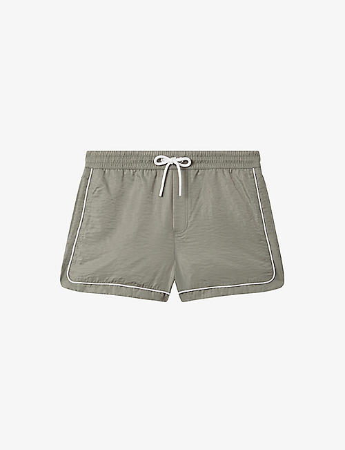 REISS: Azure contrast-trim recycled-nylon swim shorts