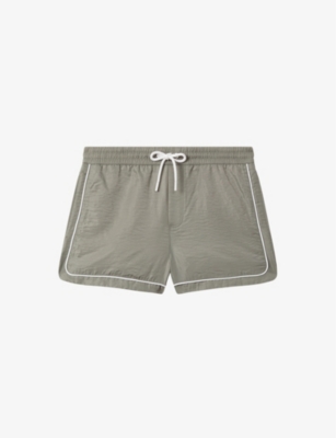 Reiss Mens Pistachio Azure Contrast-trim Recycled-nylon Swim Shorts