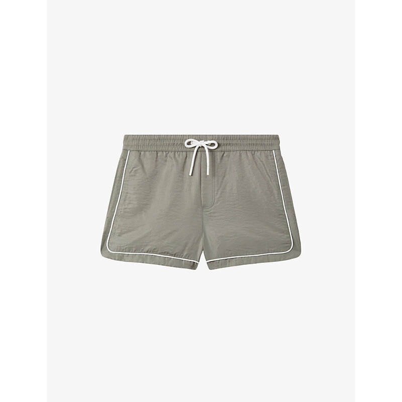Reiss Mens Pistachio Azure Contrast-trim Recycled-nylon Swim Shorts