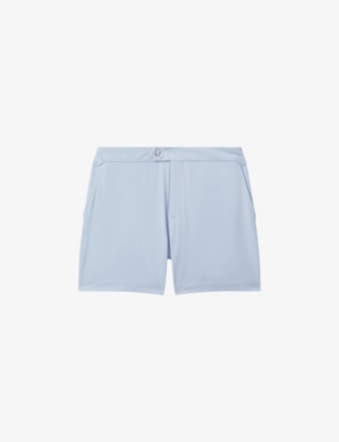 Reiss Mens Soft Blue Sun Side-adjuster Stretch Recycled-polyester Swim Shorts
