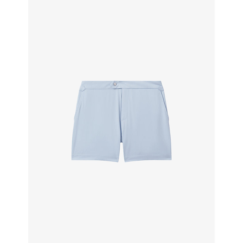 Reiss Mens Soft Blue Sun Side-adjuster Stretch Recycled-polyester Swim Shorts
