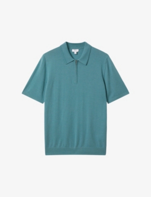 REISS: Maxwell half-zip knitted merino-wool polo shirt