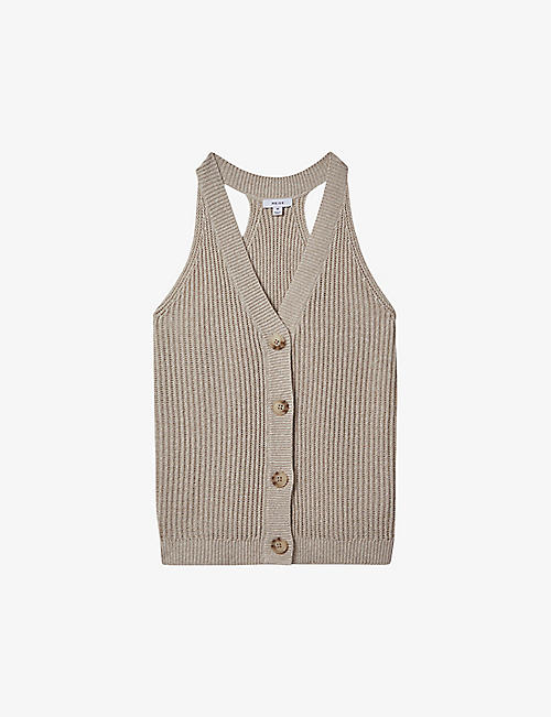 REISS: Sinead halter-neck knitted vest top