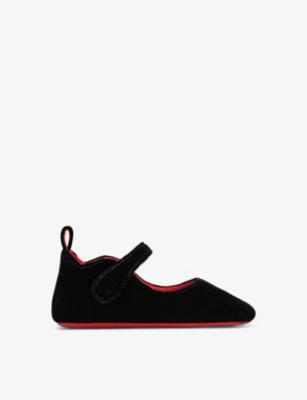 Shop Christian Louboutin Black Baby Love Woven Pumps 0-12 Months