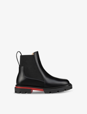 CHRISTIAN LOUBOUTIN: Marchacroche leather boots 4-9 years