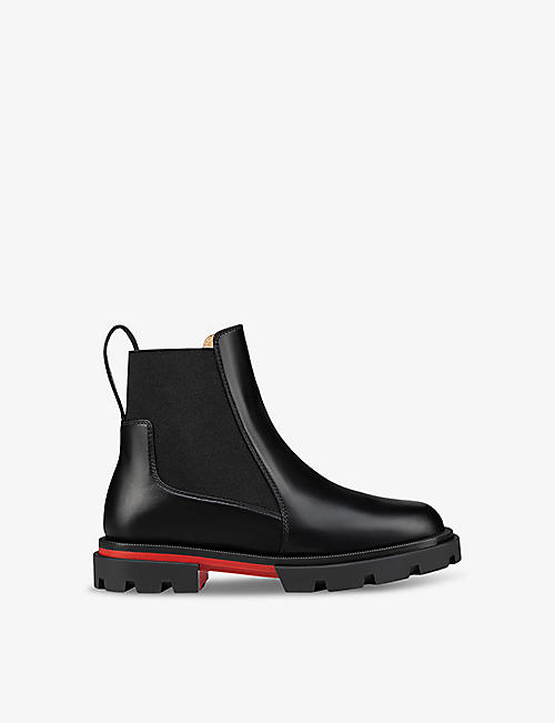 CHRISTIAN LOUBOUTIN: Marchacroche leather boots 4-9 years