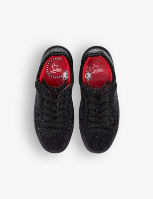 Shop Christian Louboutin Boys Black Kids Funnyto Leather And Suede Low-top Trainers 4-9 Years