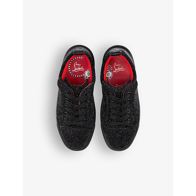 Shop Christian Louboutin Funnyto Leather And Suede Low-top Trainers 4-9 Years In Black