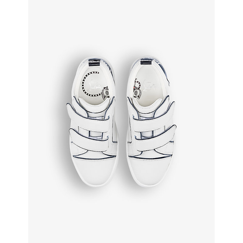 Shop Christian Louboutin Boys Bianco Kids Funnyto Contrast-trim Leather Low-top Trainers 4-9 Years