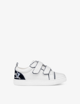 Shop Christian Louboutin Funnyto Contrast-trim Leather Low-top Trainers 4-9 Years In Bianco