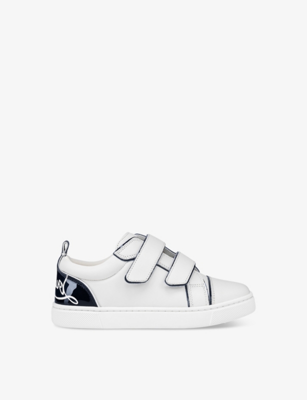 Funnyto contrast-trim leather low-top trainers 4-9 years