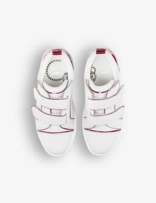 Shop Christian Louboutin Boys Bianco Kids Funnyto Contrast-trim Leather Low-top Trainers 4-9 Years