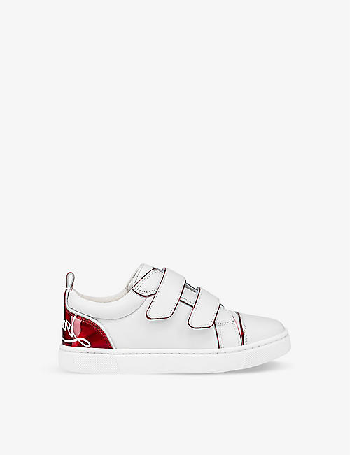 CHRISTIAN LOUBOUTIN: Funnyto contrast-trim leather low-top trainers 4-9 years