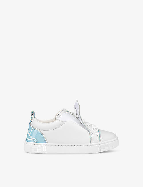 CHRISTIAN LOUBOUTIN: Funnyto contrast-trim leather low-top trainers 4-9 years