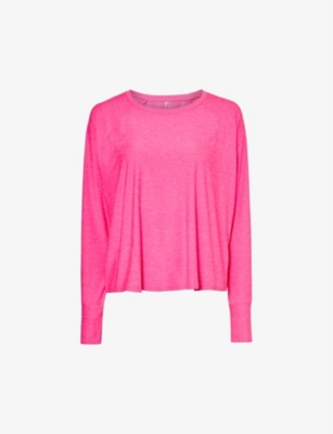 Shop Beyond Yoga Women's Pink Punch Heather Featherweight Daydreamer Stretch-woven Sweatshirt