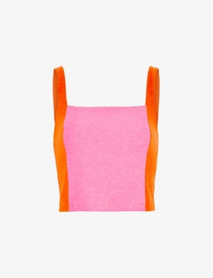 BEYOND YOGA: Spacedye Vitality colour-block cropped stretch-woven tank top